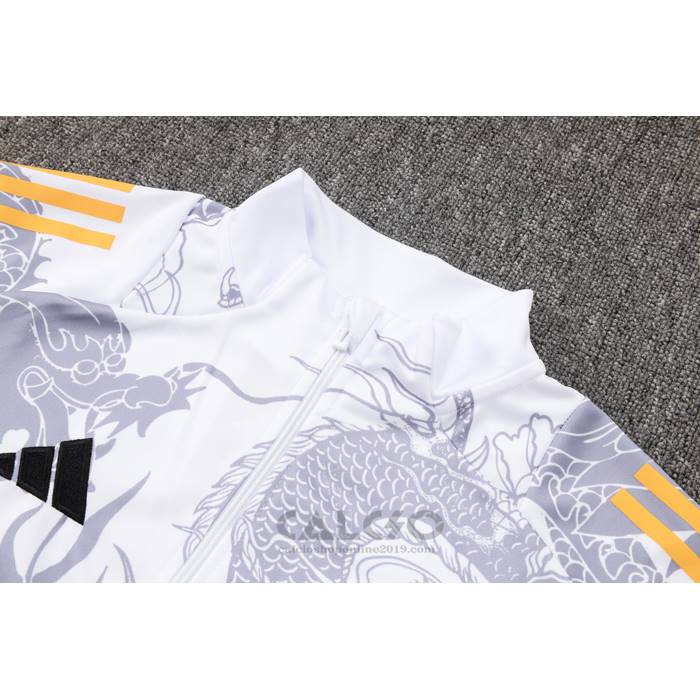 Tuta da Track di Giacca Real Madrid Dragon Bambino 2024-2025 Bianco